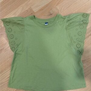 Old Navy Light Green Eyelet Flutter Sleeve Tee